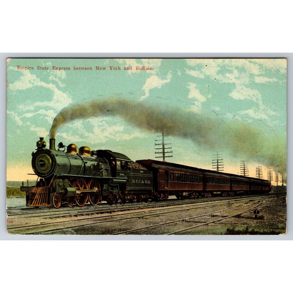 1913 Empire State Express Train Postcard Buffalo NY Americhrome N.Y.C. & H.R.